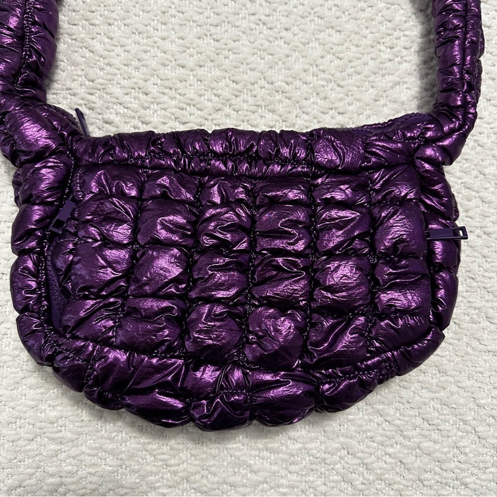Urban Outfitters Silence + Noise Max Pucker Quilted Crossbody Purple Bag NWOT - Picture 3 of 11
